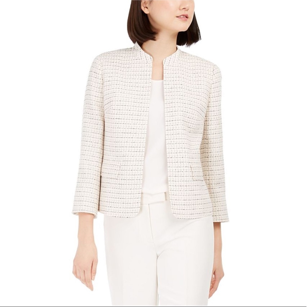 Anne Klein Tweed Open Front Blazer Size 4 NWT